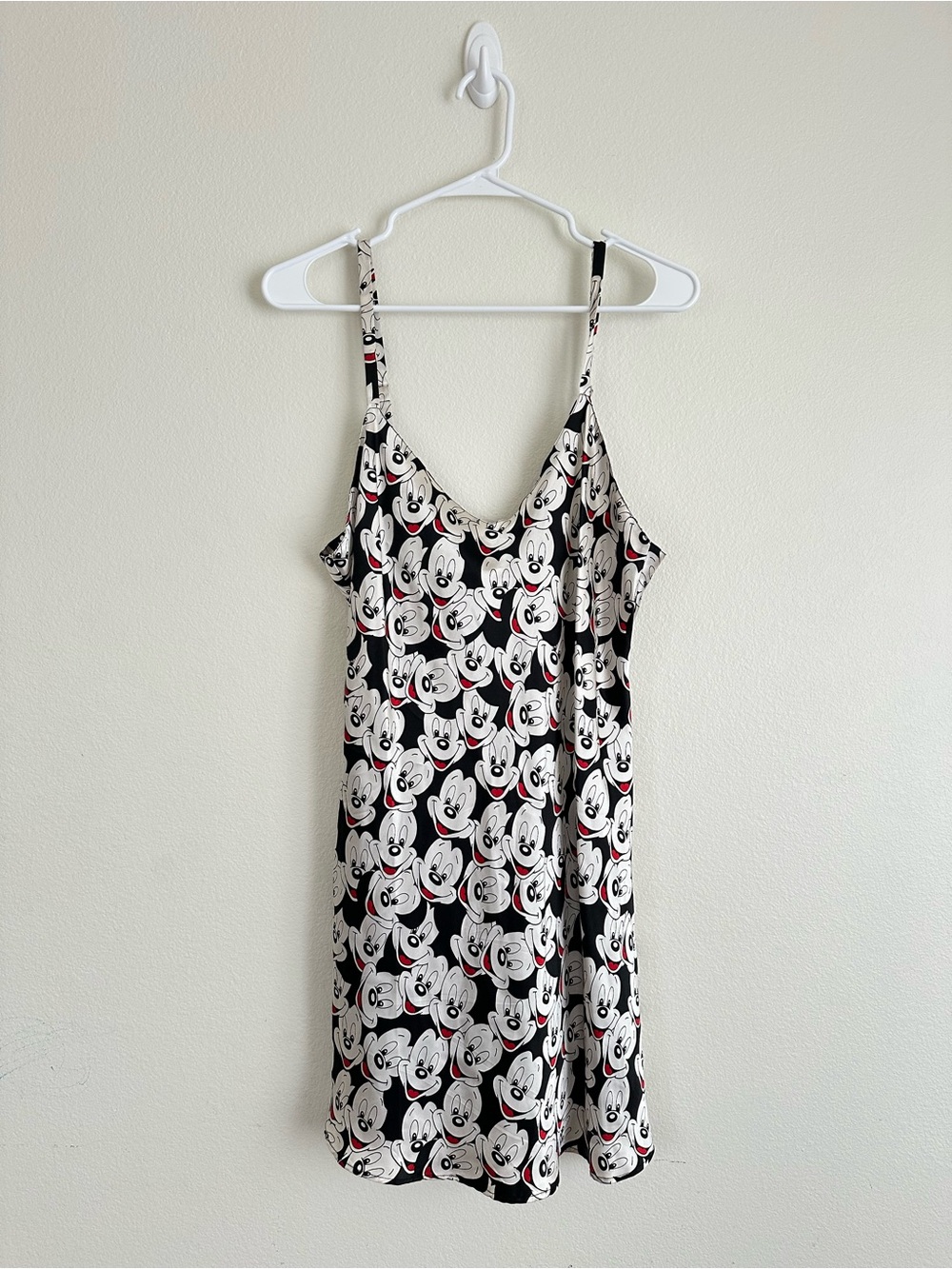 Vintage Disney Mickey Mouse Co 100% silk Black & White Silp Dress